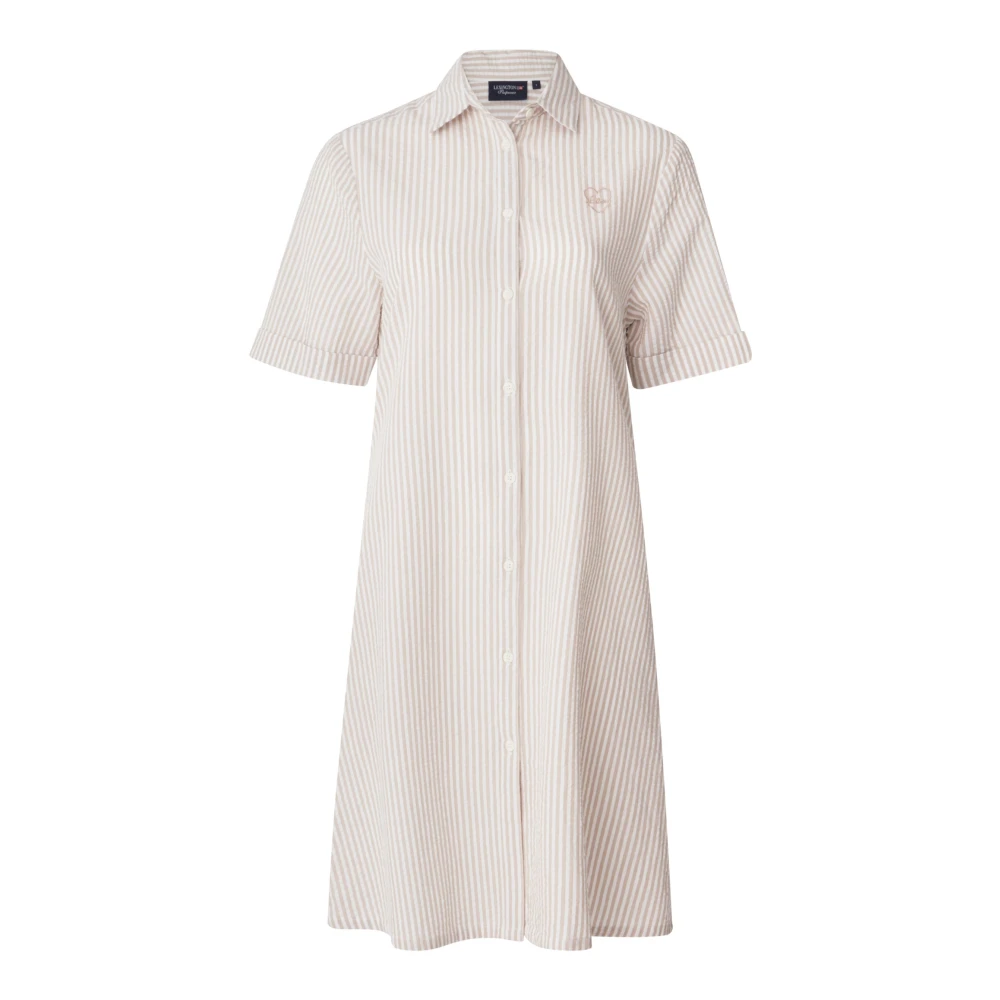 Beige/White Lexington Home Hailey Cotton Seersucker Nightshirt Nightgown
