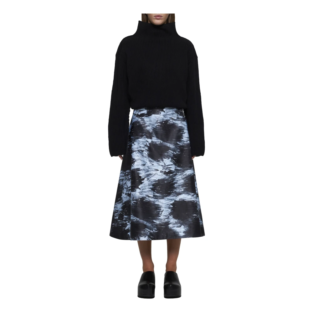Marni Abstract Print A-Line Midi Rok Multicolor Dames