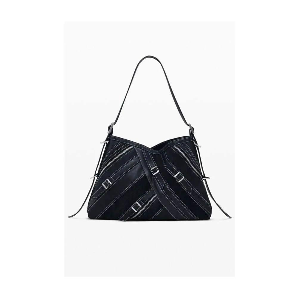 Desigual Women's Black Polyethylene Handbag With Textured Finish