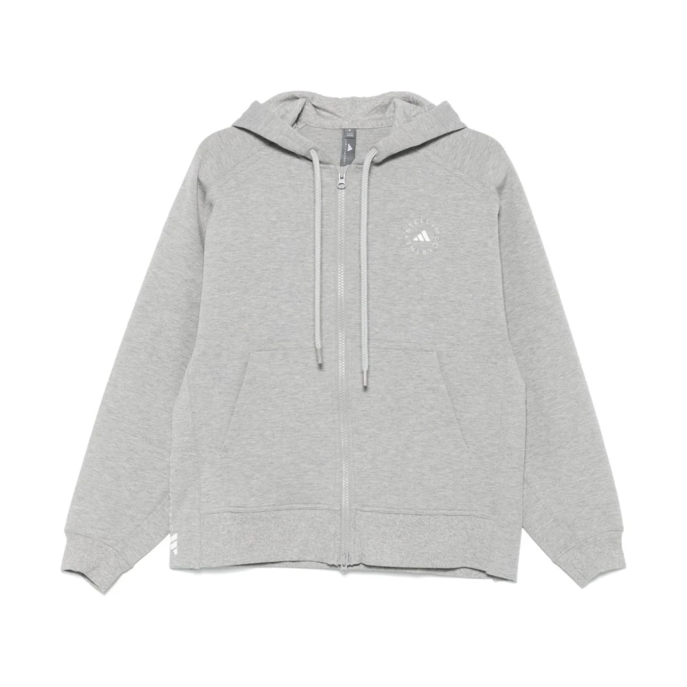 Adidas by stella mccartney Grijze trui met rits en capuchon Gray Dames