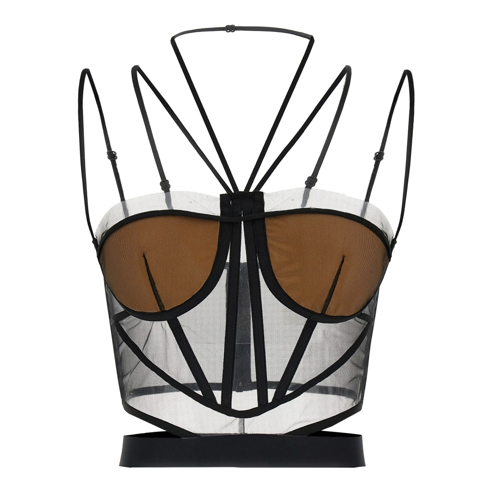 Nensi Dojaka Black Bras, Female, 2XS, Sheer Corset Top