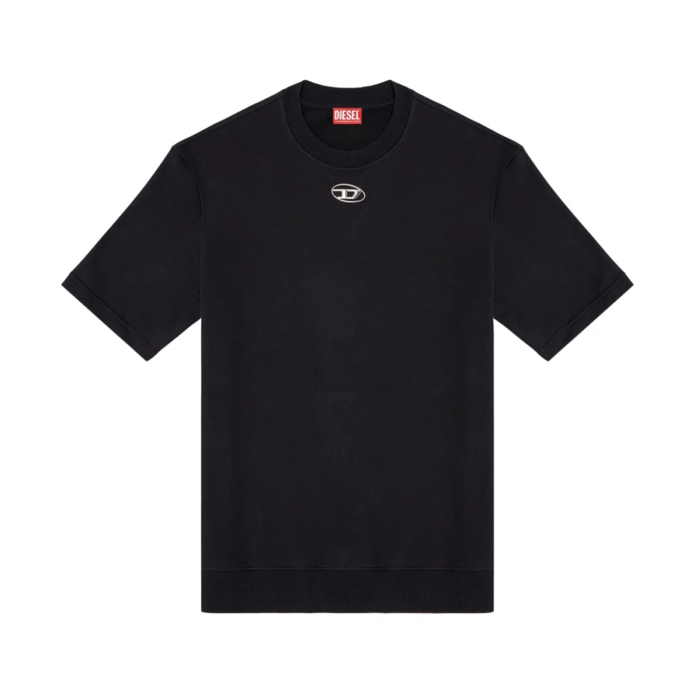 Diesel Zwarte Katoenen Sweatshirt met Zilveren Ovaal Black Heren