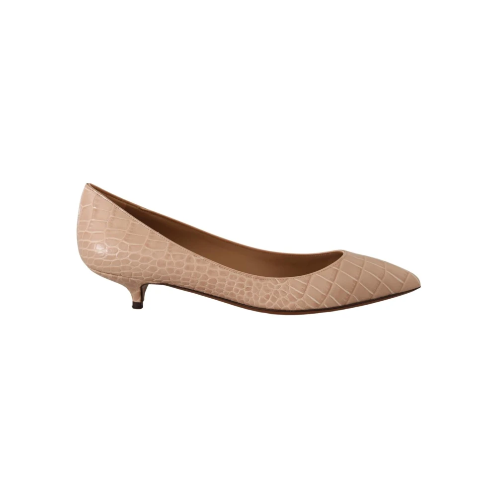 Dolce & Gabbana Damen Beige Kitten Heel Logo Pumps