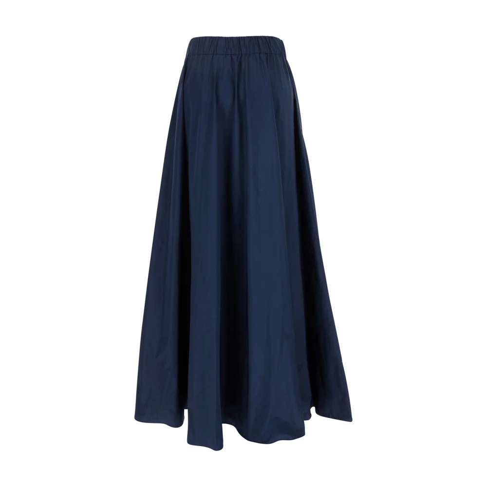 P.a.r.o.s.h. Blauwe Ruffle Midi Rok in Tech Stof Blue Dames