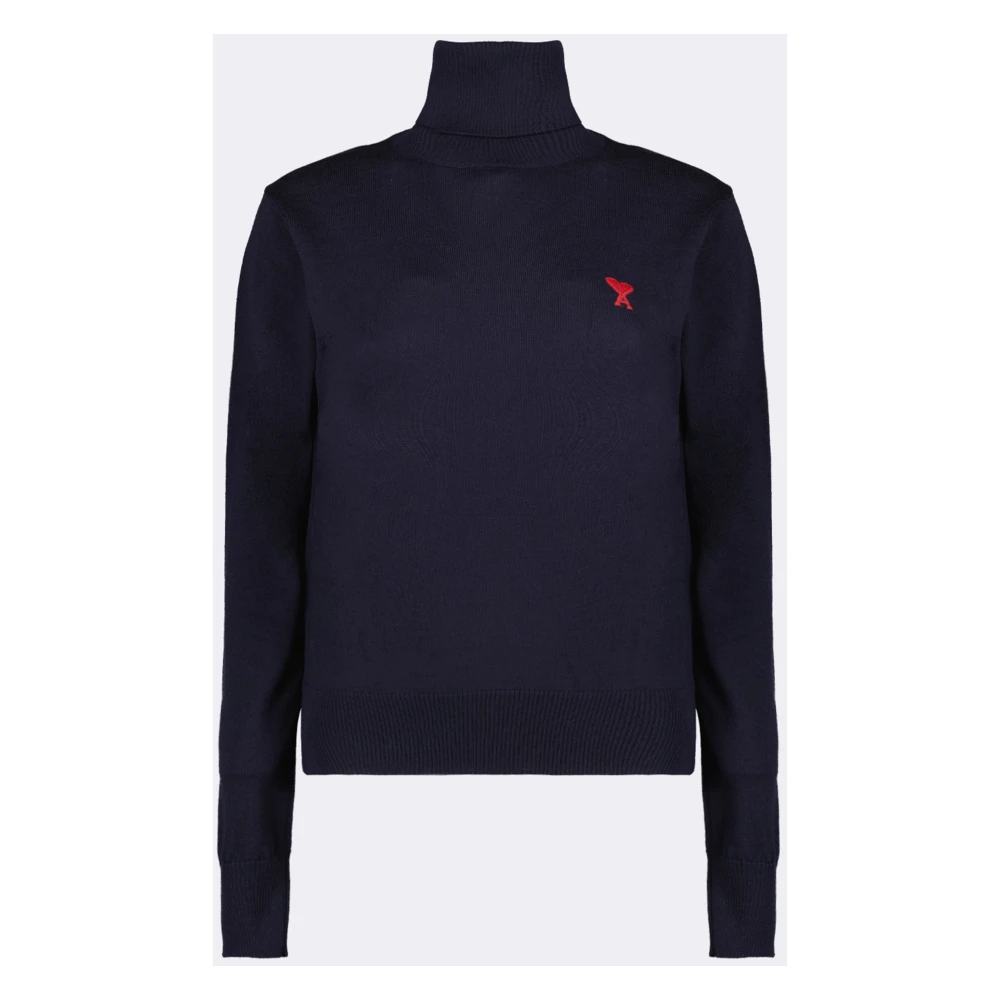 Ami Paris Women's Blue Ami De Coeur Turtleneck - Turtlenecks - M - Knitwear