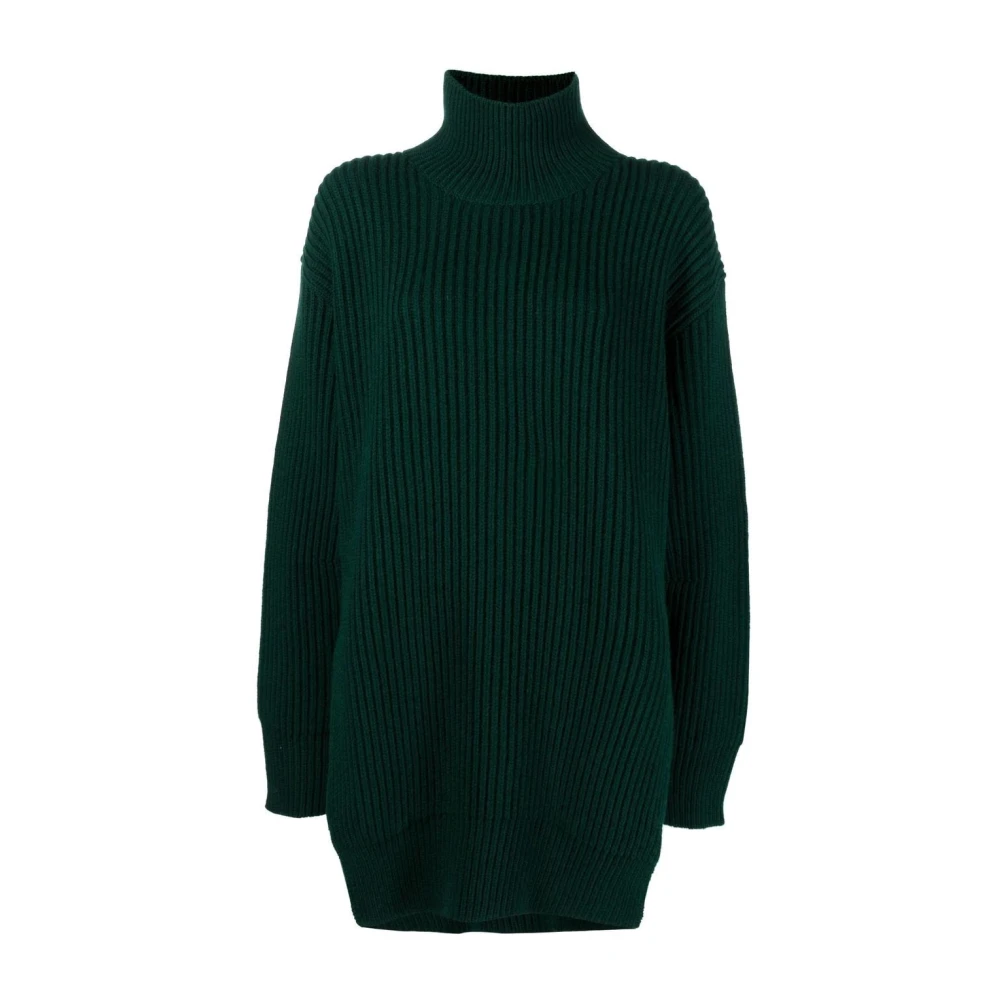 Jil Sander Women's Green Ribbed Turtleneck Jumper - Turtlenecks - 2XS - Knitwear