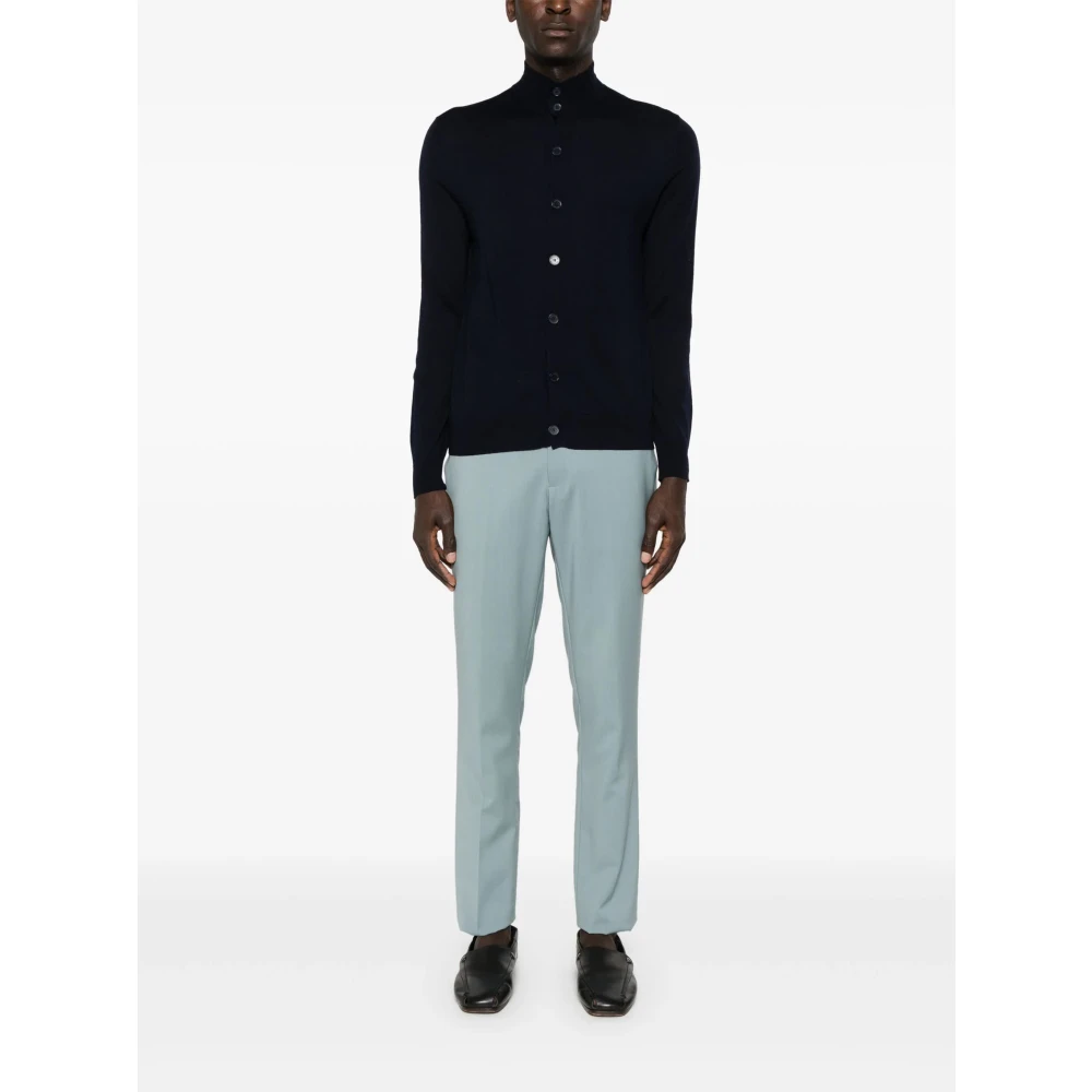 Ballantyne Navy Cardigan Sweater Blue Heren