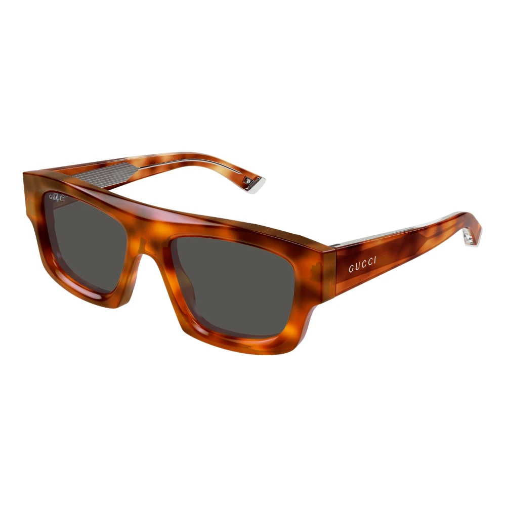 Gucci Men's Brown Sunglasses, 53 Mm, Vintage Rectangular Sunglasses Havana Glossy