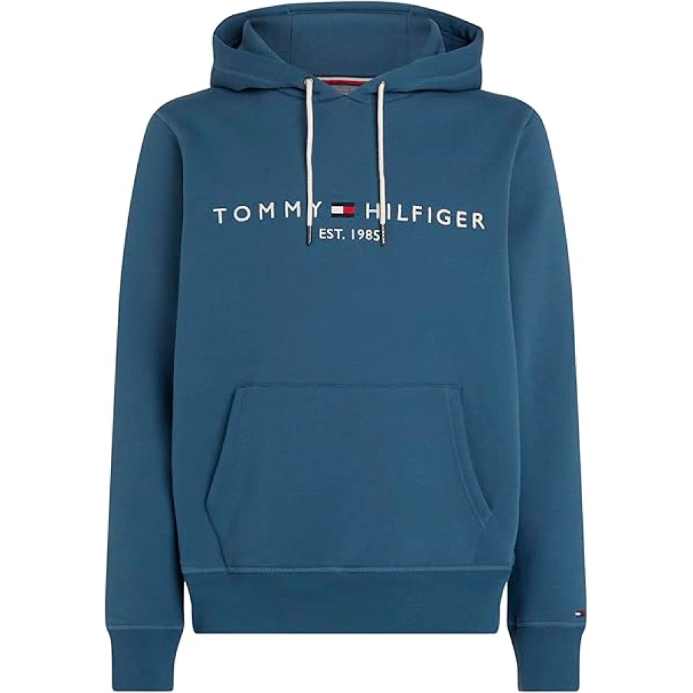 Tommy Hilfiger Blå Tröja Bomull/Polyester Blandning Regular Fit Blue, Herr