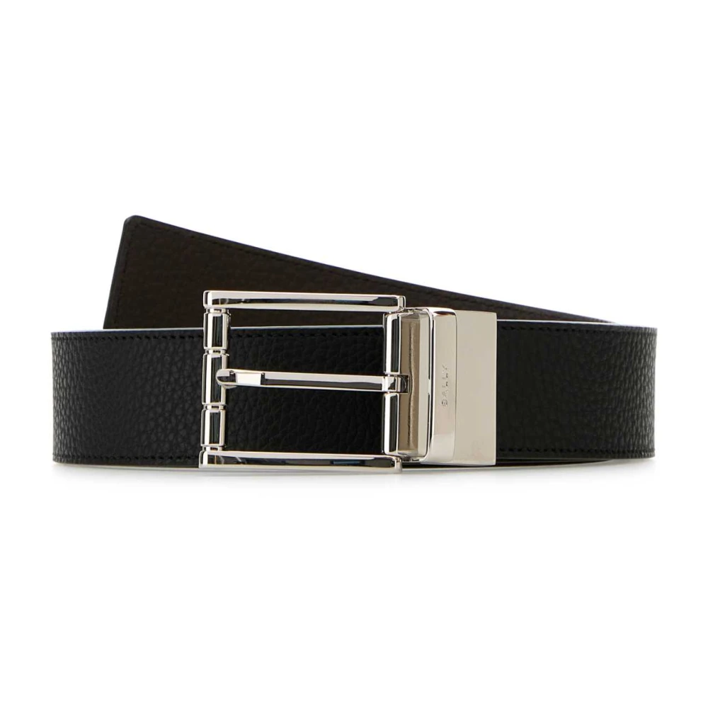 Bally Omkeerbare zwarte leren riem Black Heren