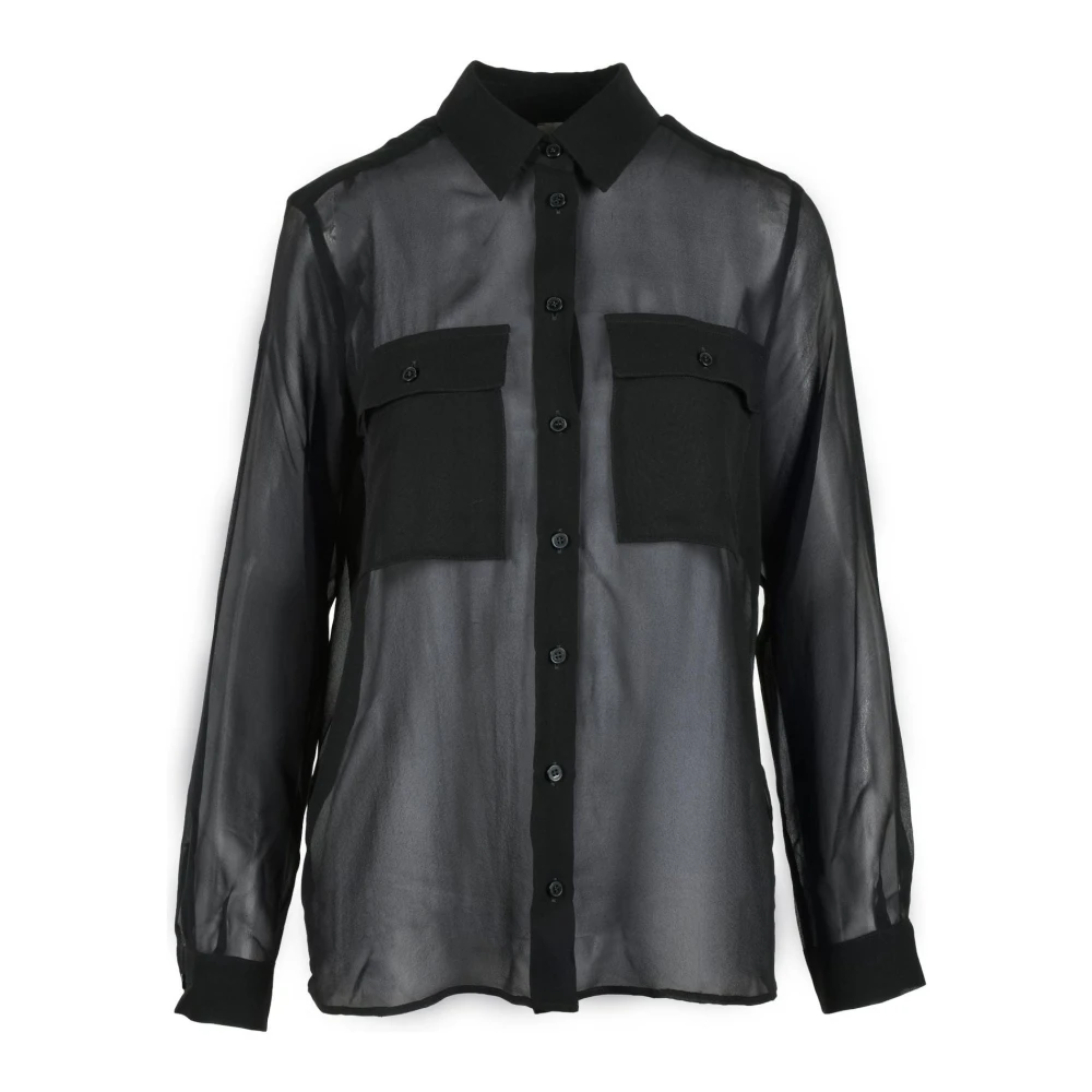 Marella Monochrome Zijden Overhemd Black Dames