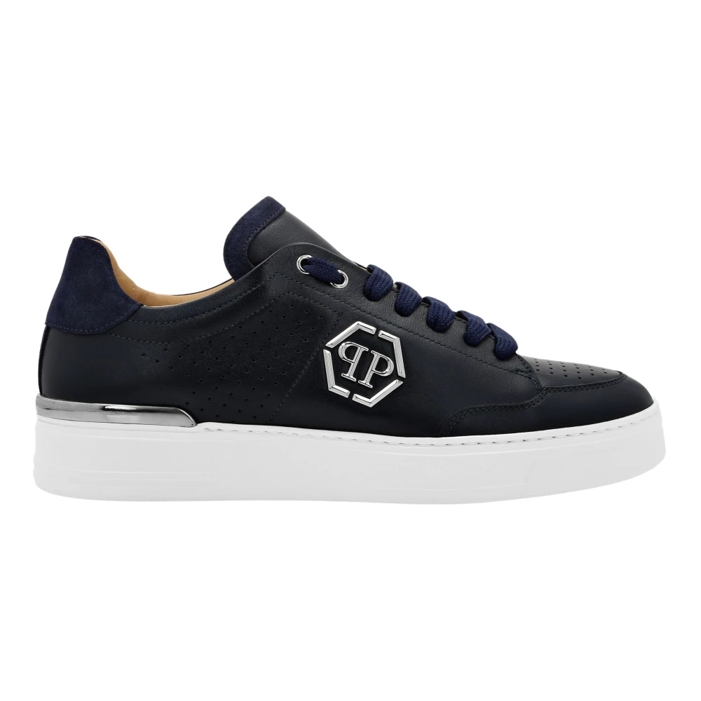 Philipp Plein Mix Leather Lo-Top Sneakers unisex Schoenen Blauw