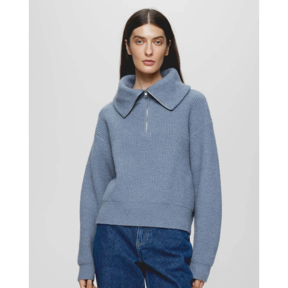 moss copenhagen Gytta Zip Pullover Sweatshirt 18668 Blue Dames