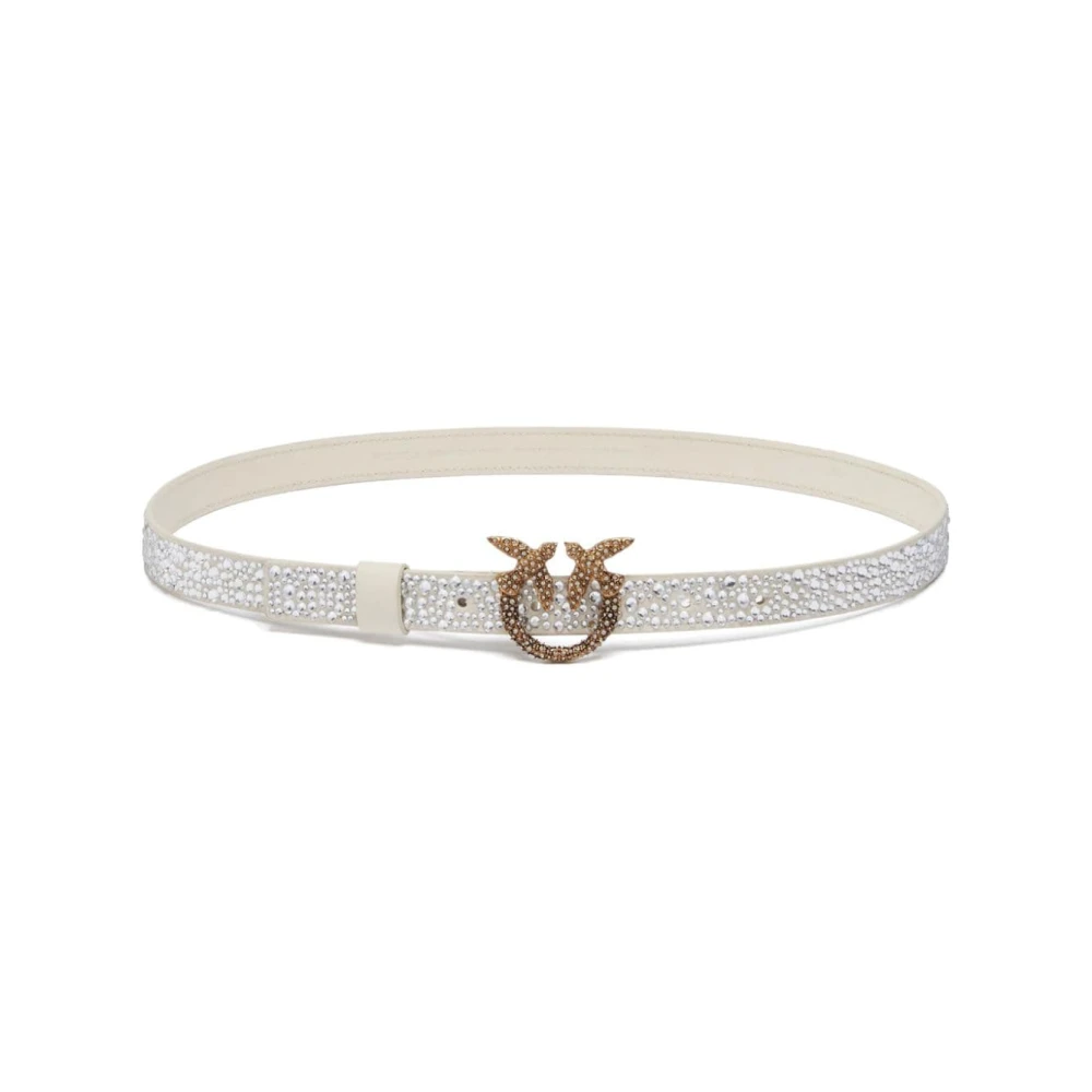 pinko Wit leren Love Birds riem White Dames