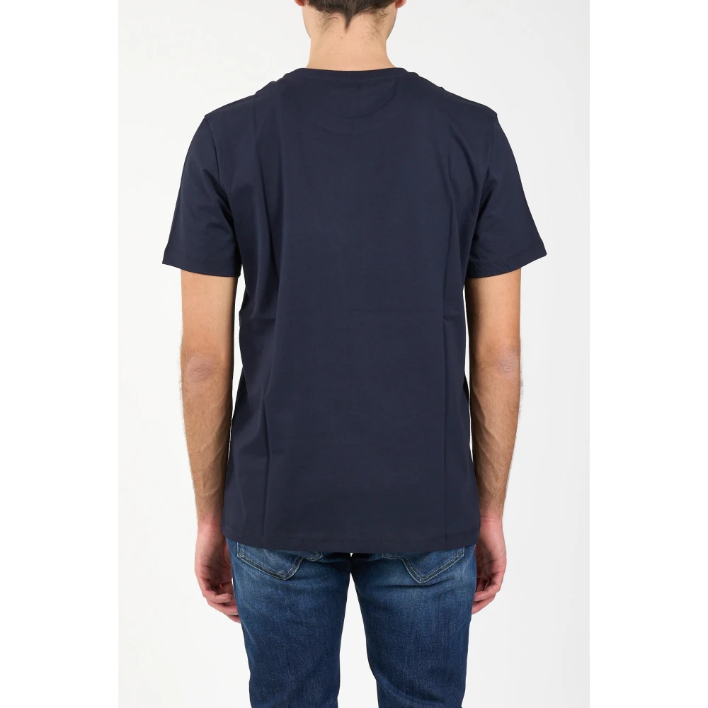 Dondup Jersey T-shirt met voorlogo in flock Blue Heren