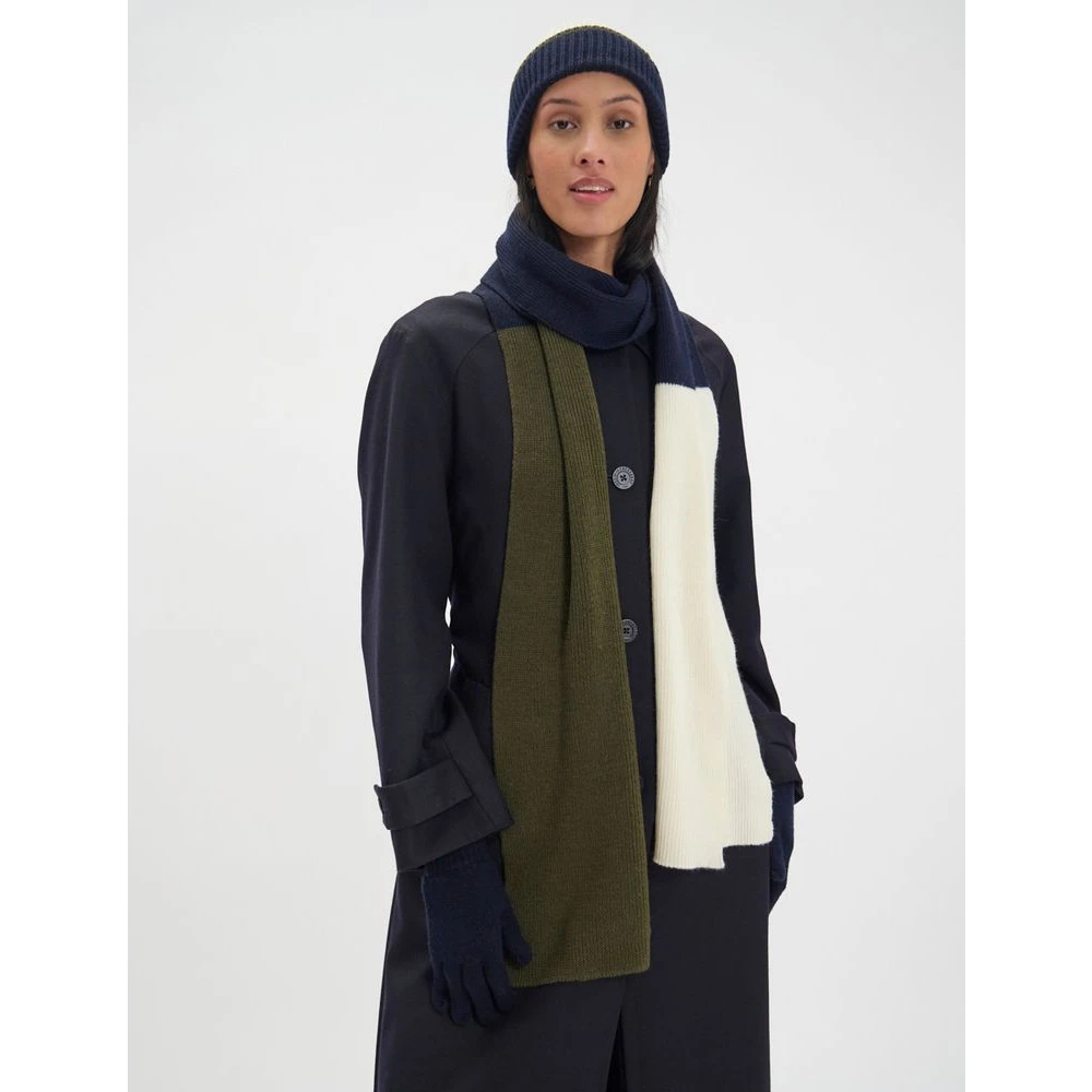 Ines De La Fressange Paris Ysée sjaal van wol marineblauw khaki en ecru Green Dames