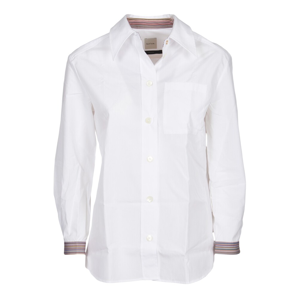 Chemise Blanche en Coton avec Poignet Multicolore PS By Paul