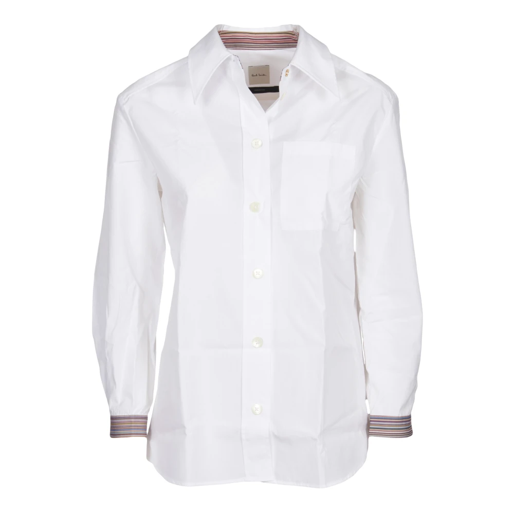 PS By Paul Smith Witte Katoenen Overhemd met Multicolor Manchet White Dames