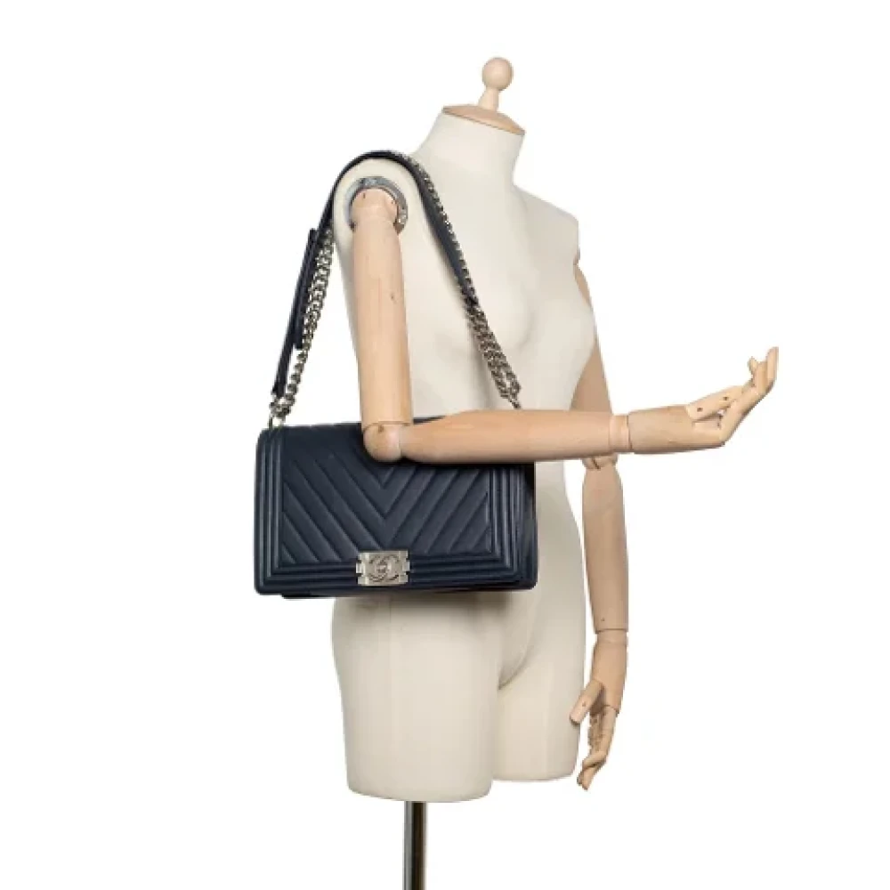 Chanel Vintage Pre-owned Leather chanel-bags Blue Dames