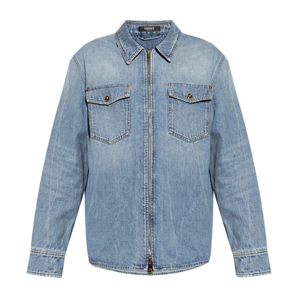 Versace Uomo Blu - Overshirt Denim Con Zip - Shirts - 2XL