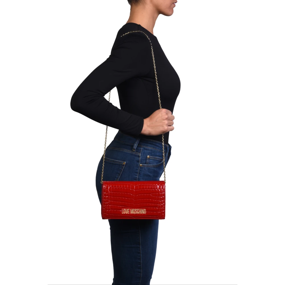 Love Moschino Rode Krokodil Mini Schoudertas Red Dames