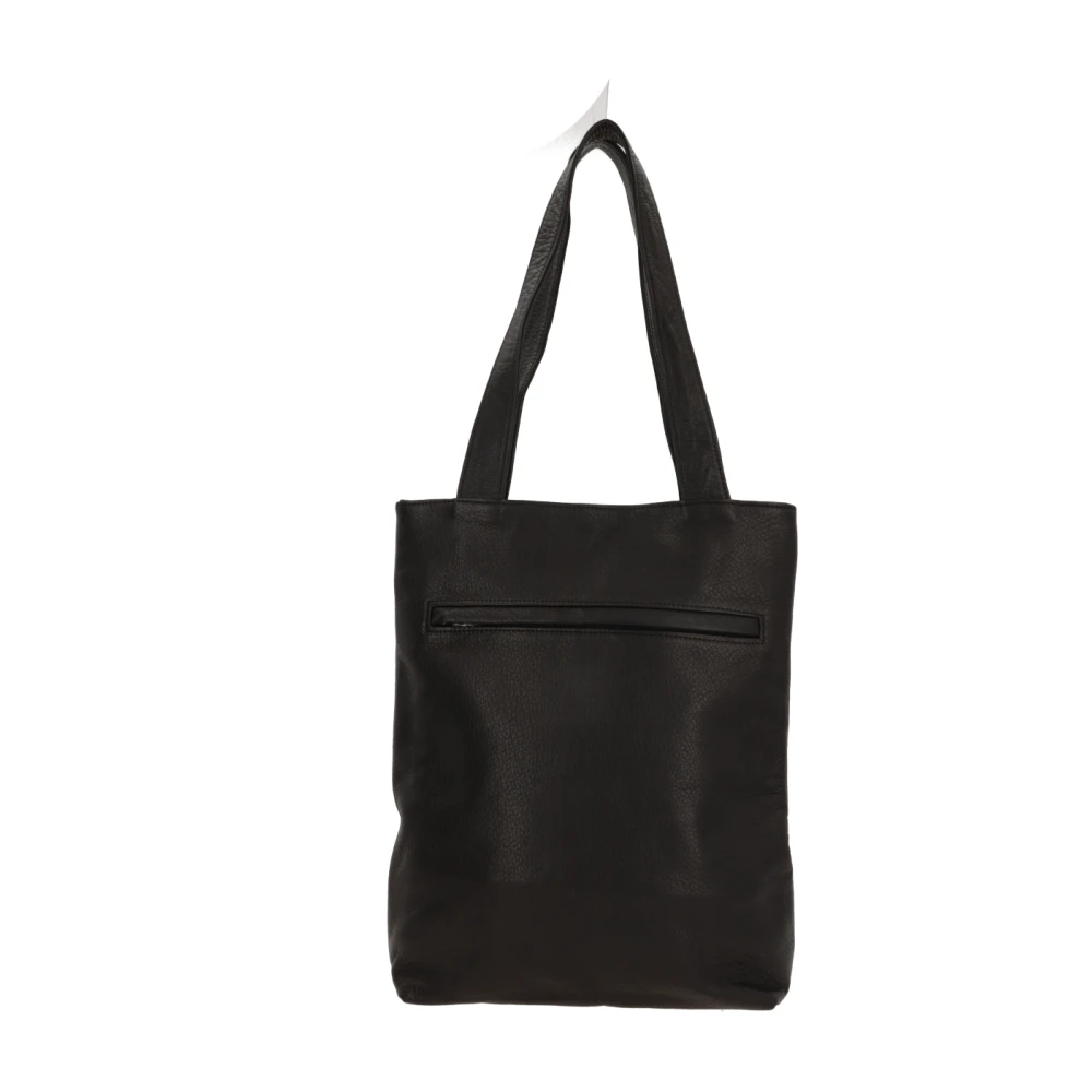 Yohji Yamamoto Zwarte leren tote tas met muntenzak Black Dames