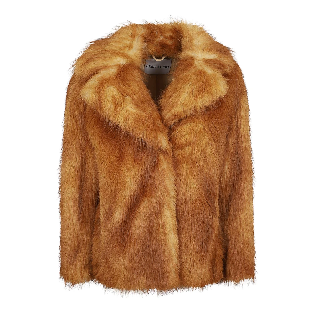 Stand Studio Luxe Faux Fur Shearling Jas Brown Dames