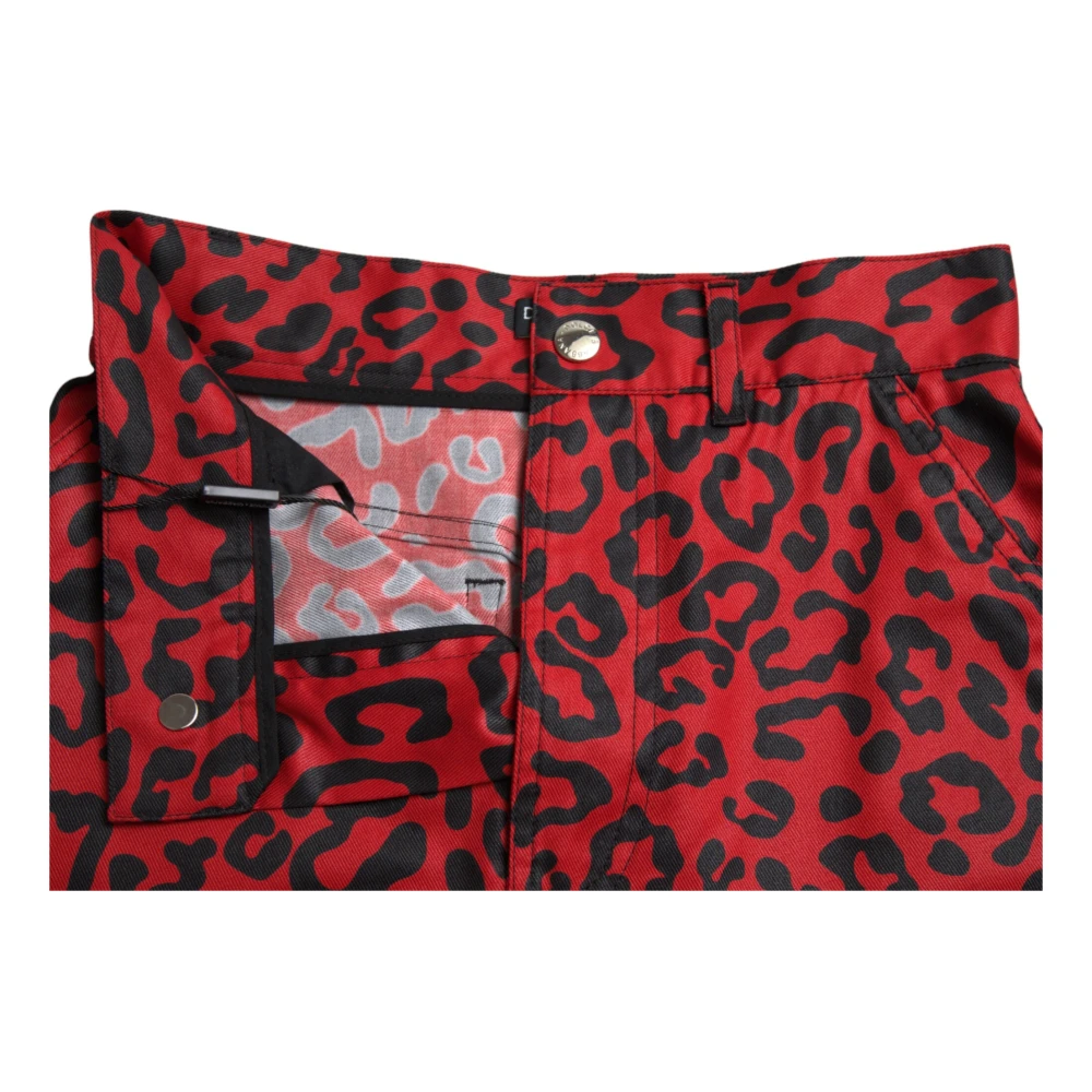 Dolce & Gabbana Rode Luipaard High-Waisted Minirok Red Dames