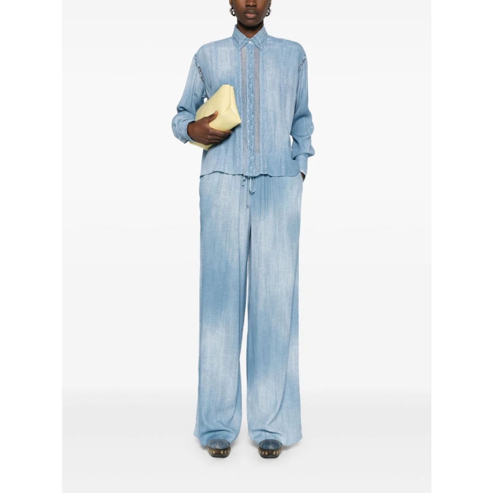 Ermanno Scervino Celeste Dames Overhemden Blue Dames