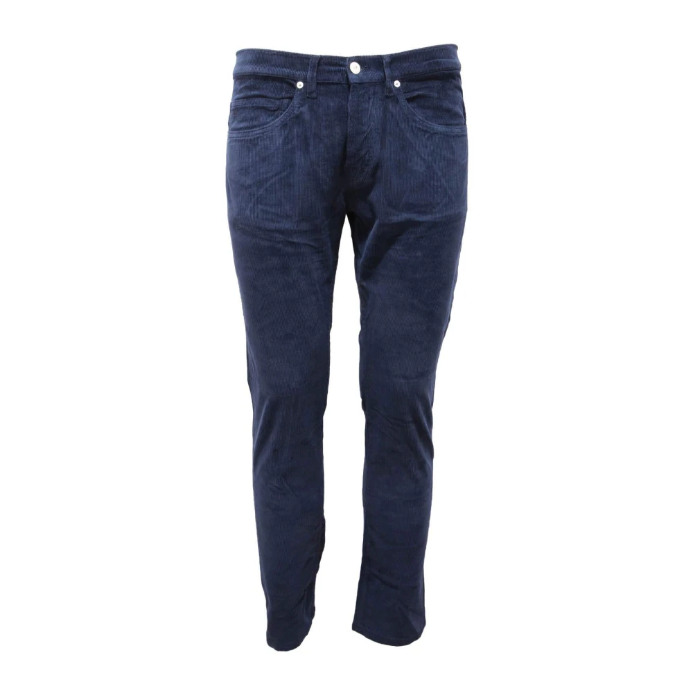 Nine In The Morning Men's Blue Velvet Trousers With Corduroy Details - Slim-Fit Trousers - W33 - Trousers