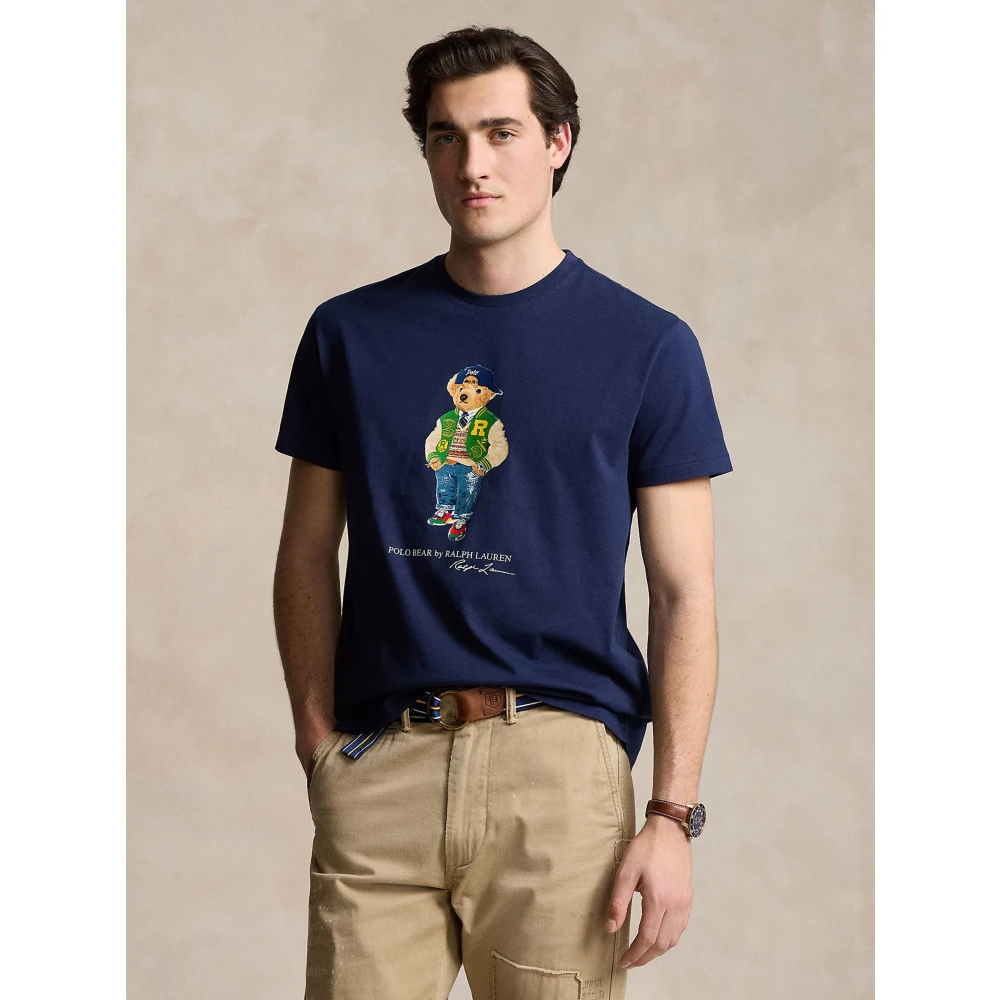 Polo Ralph Lauren Navy Varsity Bear Grafisch T-shirt Blue Heren