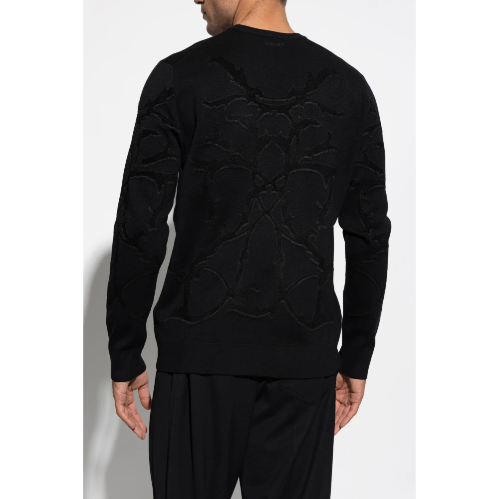 Versace Crew Neck Sweater Black Heren