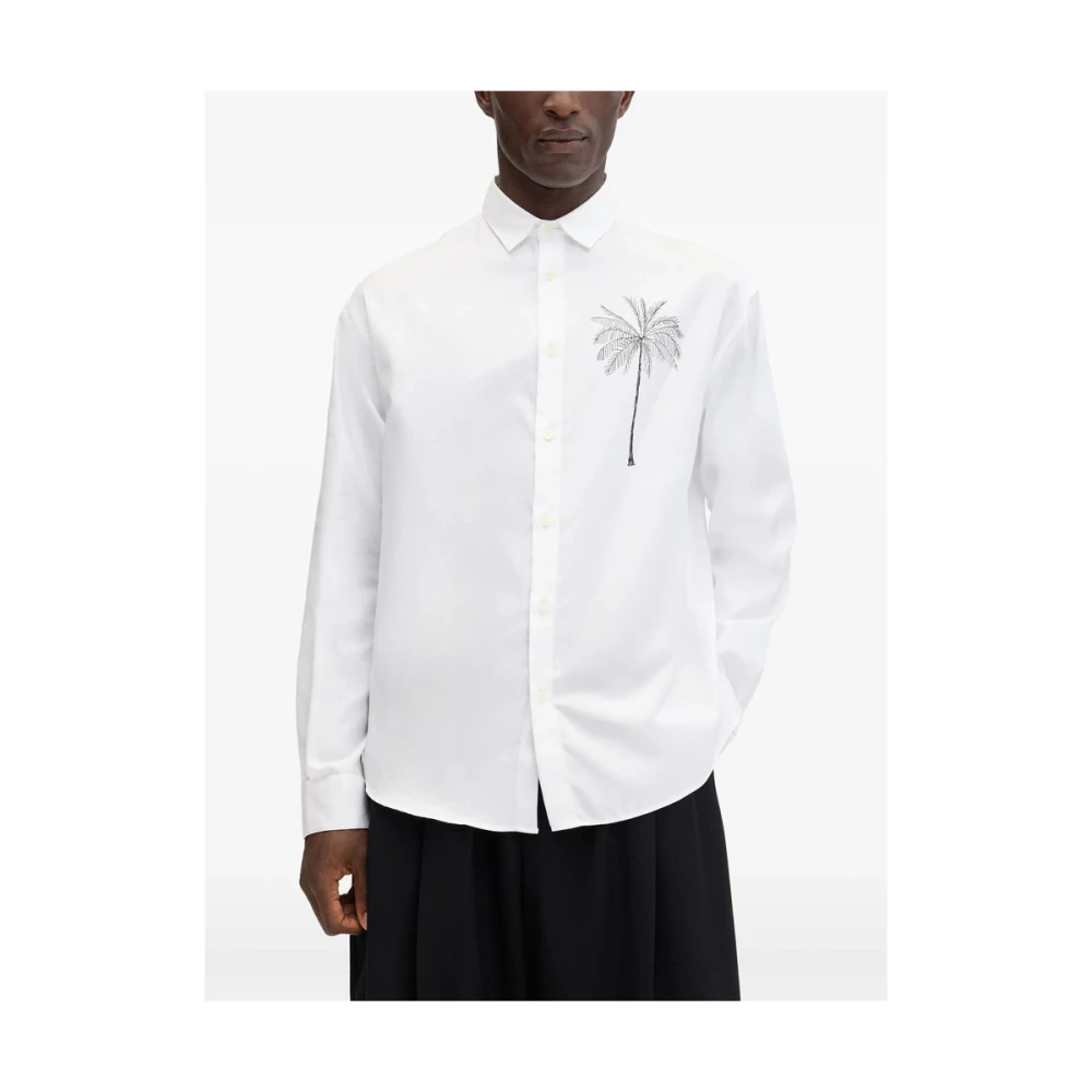 Jacquemus Witte Grafische Print Knoopshirt White Heren