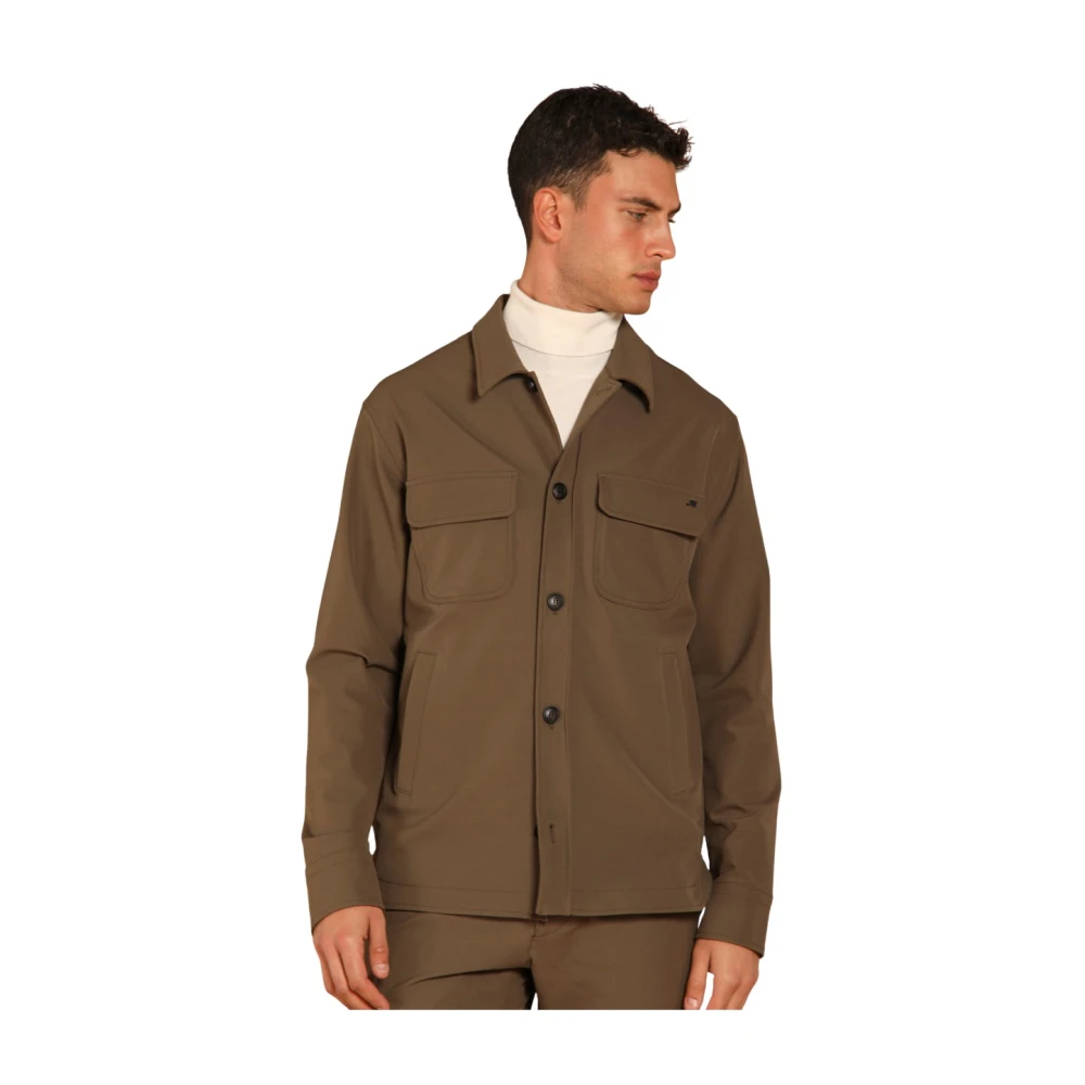 Mason's Dynamische Slim Fit Overshirt Beige Blauw Beige Heren