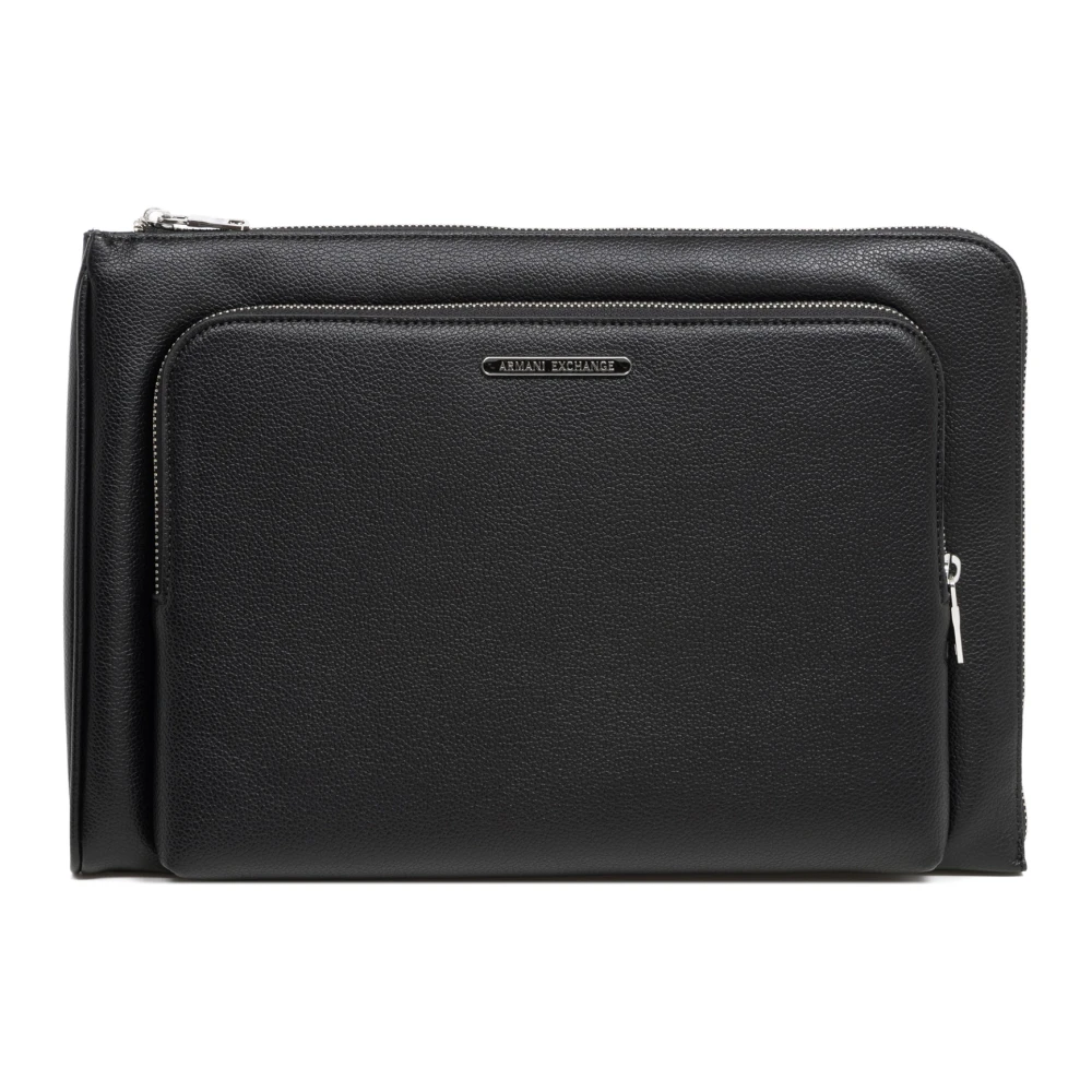 Armani Exchange Stijlvolle laptoptas met ritssluiting en binnenvakken Black Heren