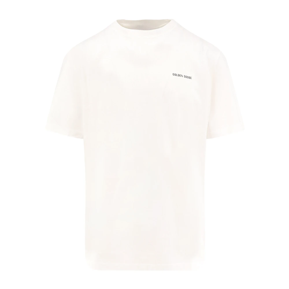 Golden Goose Men's White Crew-Neck Short Sleeve Logo T-Shirt - T-Shirts - S - Tops