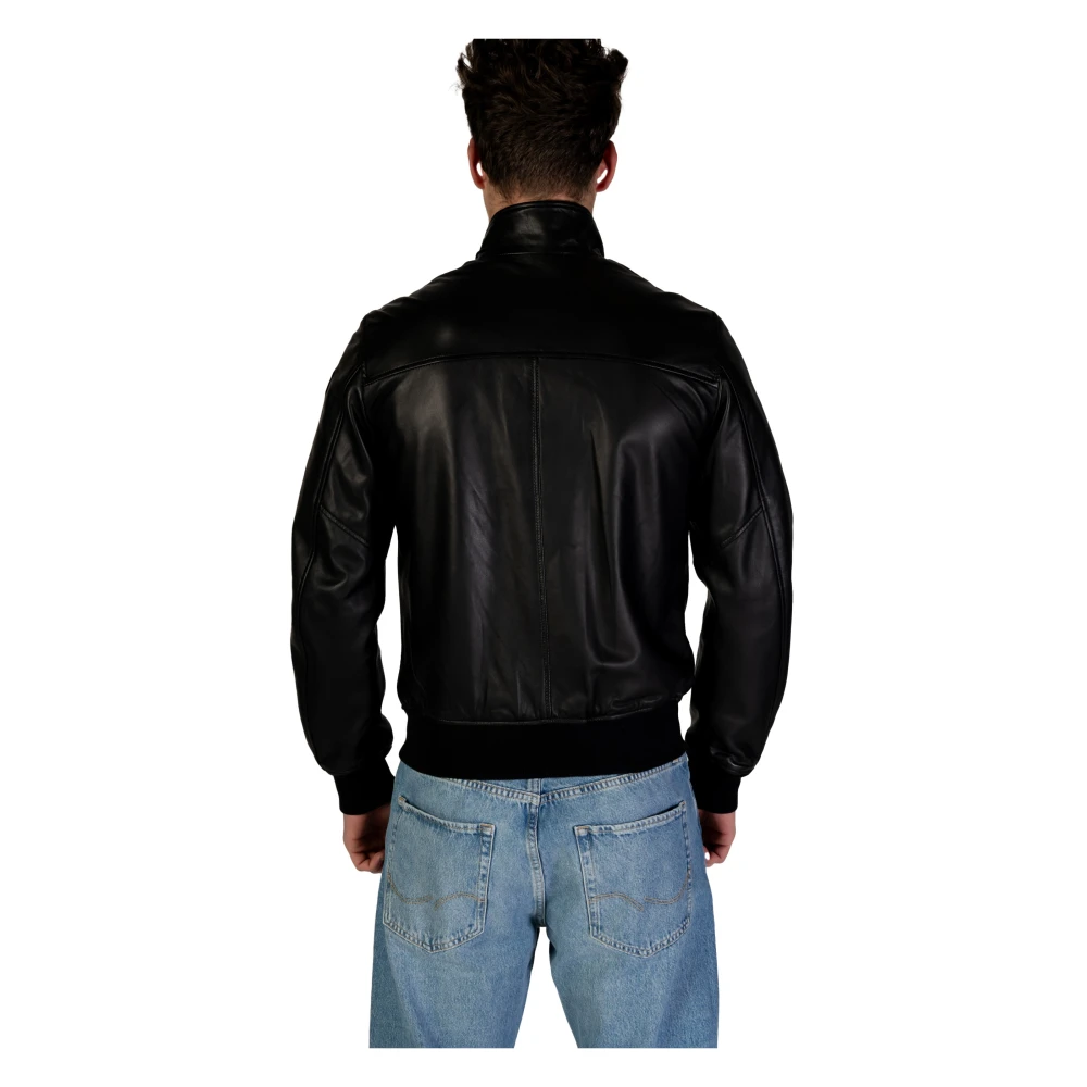 Blauer Leren Herenjassen Lente Zomer Collectie Black Heren