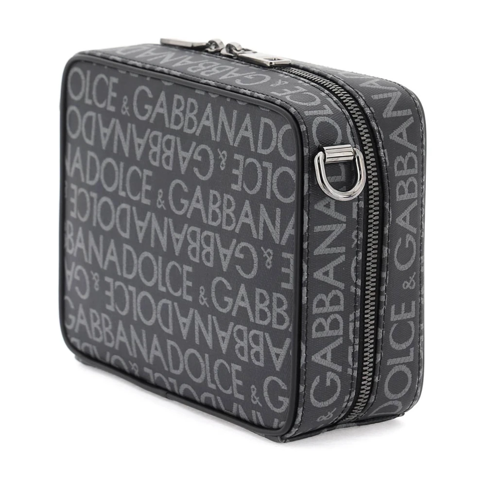 Dolce & Gabbana Gecoate Jacquard Messenger Tas Gray Heren
