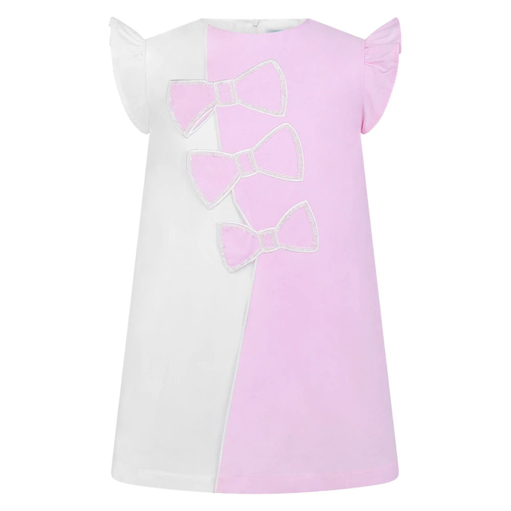 Simonetta Pink Dresses, Female, 2 Y, Girls Cotton Bow Dress In