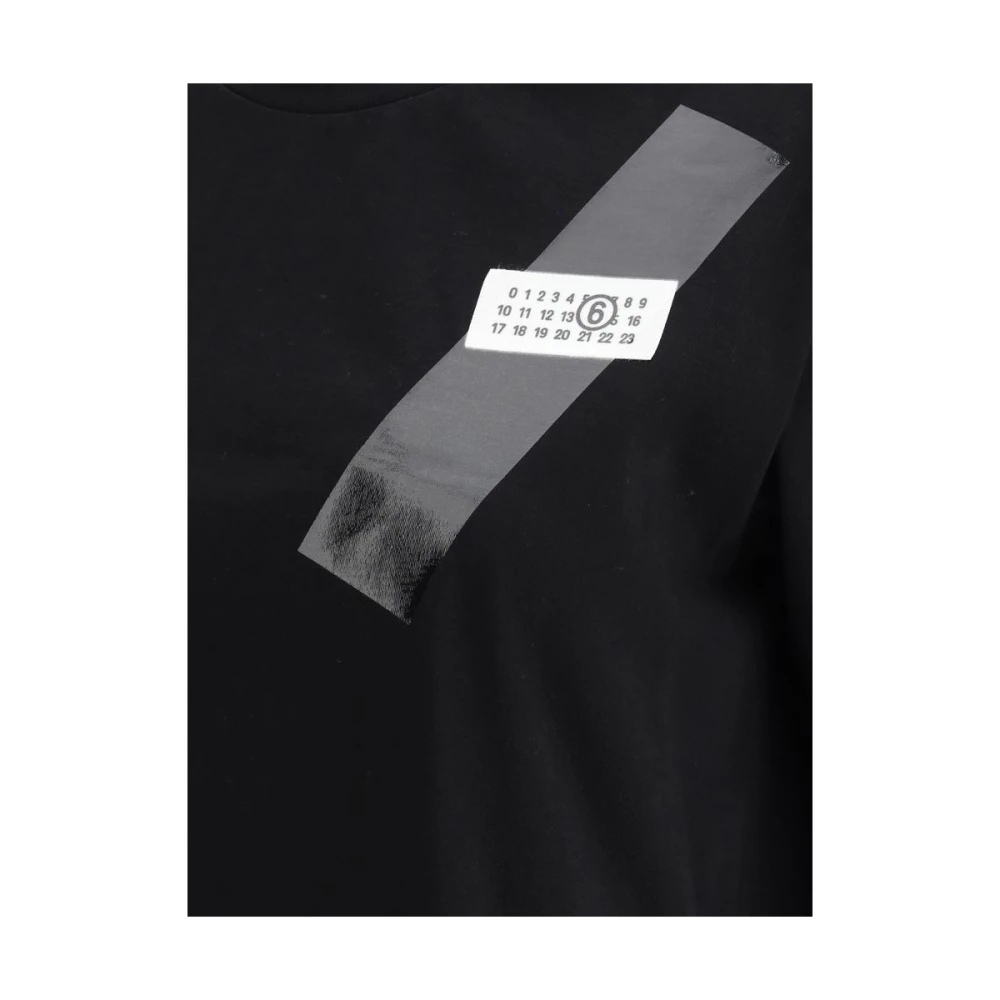 MM6 Maison Margiela Logo Print Geribbeld T-Shirt van katoen Black Dames
