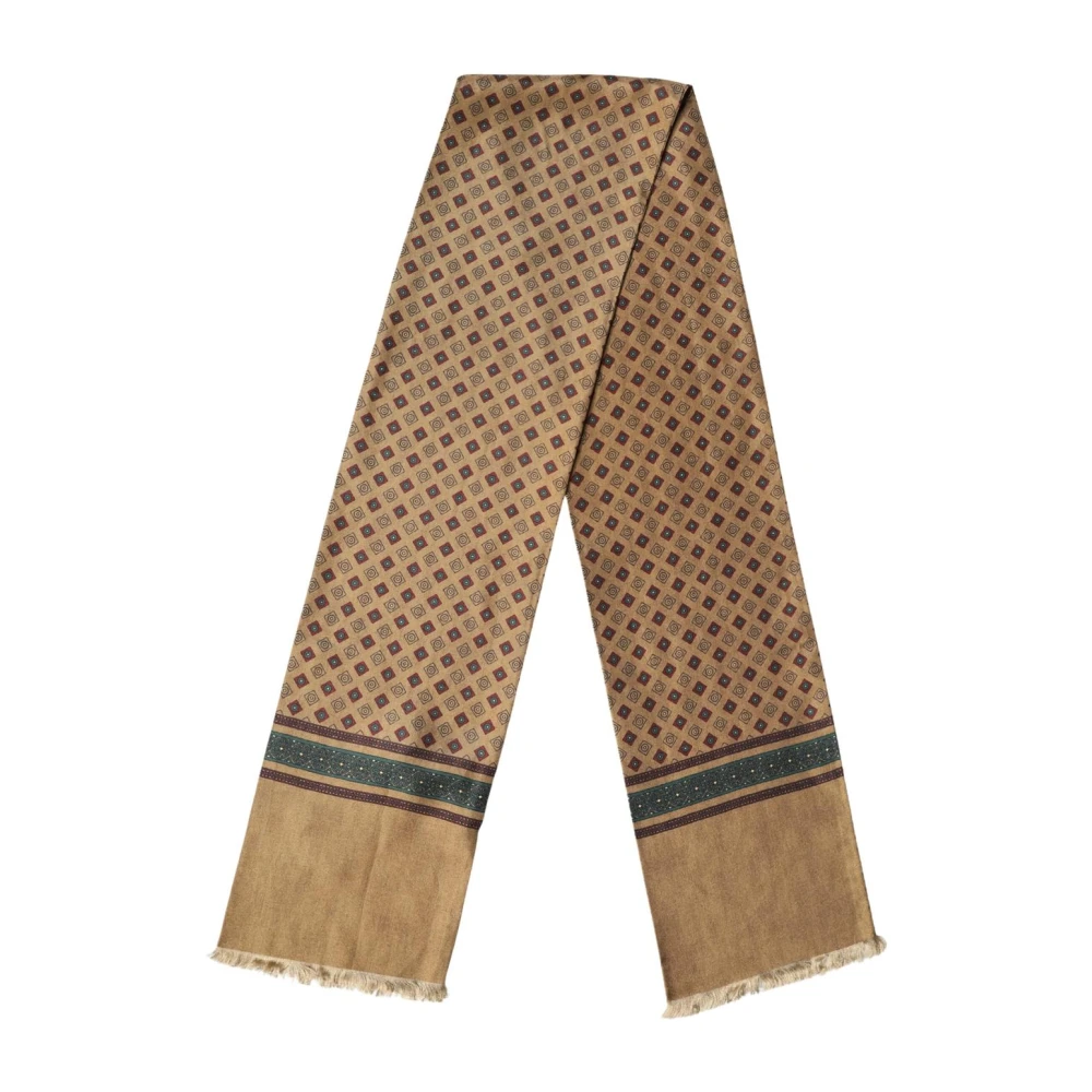 Dolce & Gabbana Men's Silk Geometric Pattern Fringe Scarf