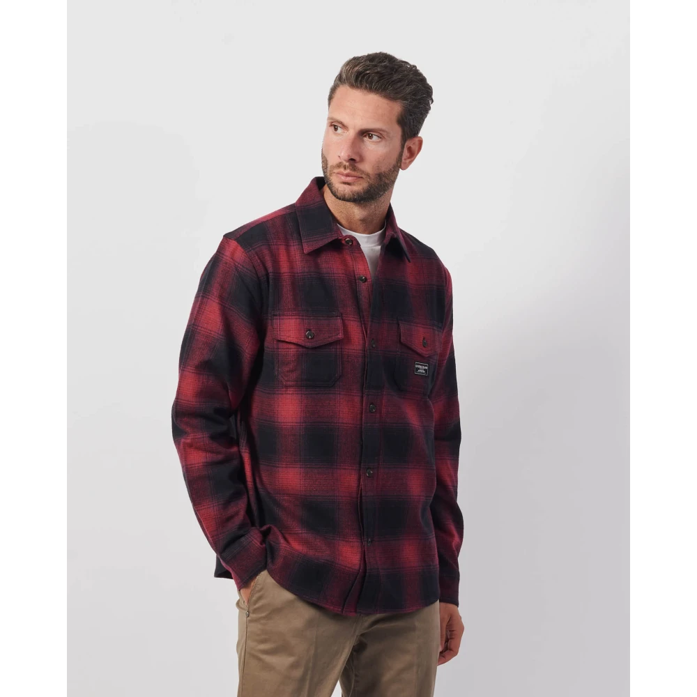 Guess Rood geruite overhemd met lange mouwen Red Heren