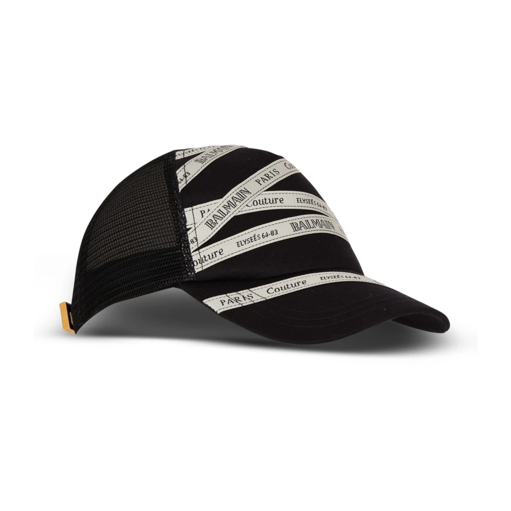 Balmain Katoenen pet met lintmotief Black Dames