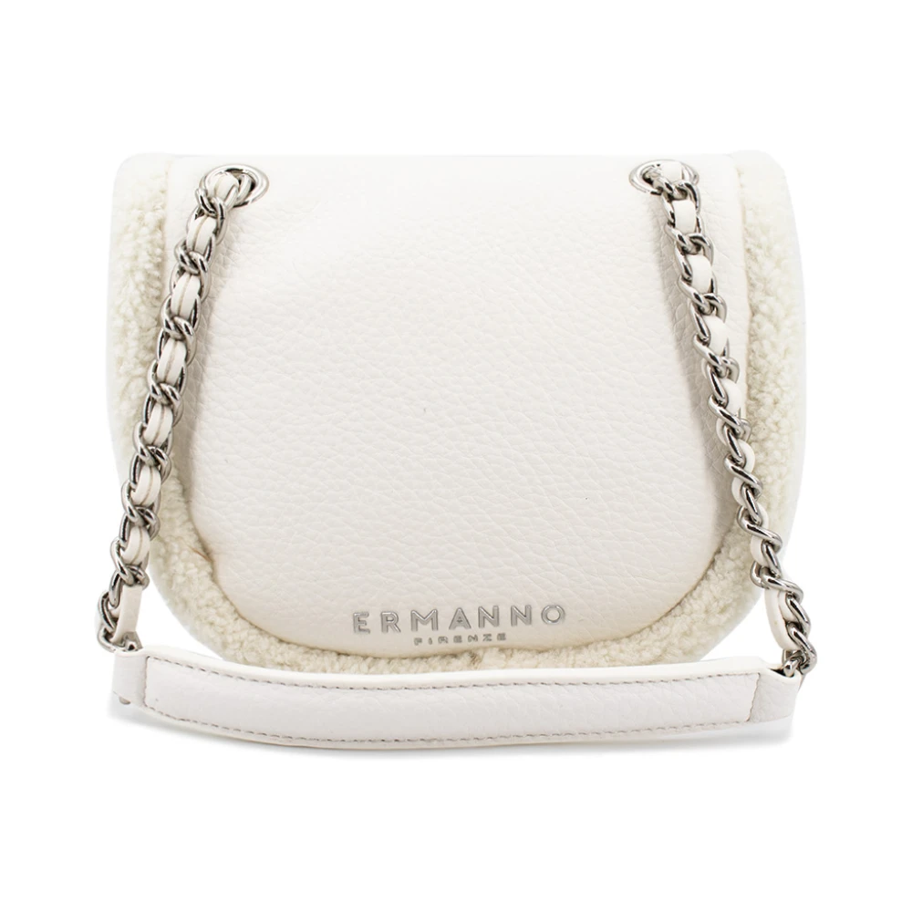 Ermanno Scervino Schapenvacht Mini Schoudertas met Bontafwerking White Dames