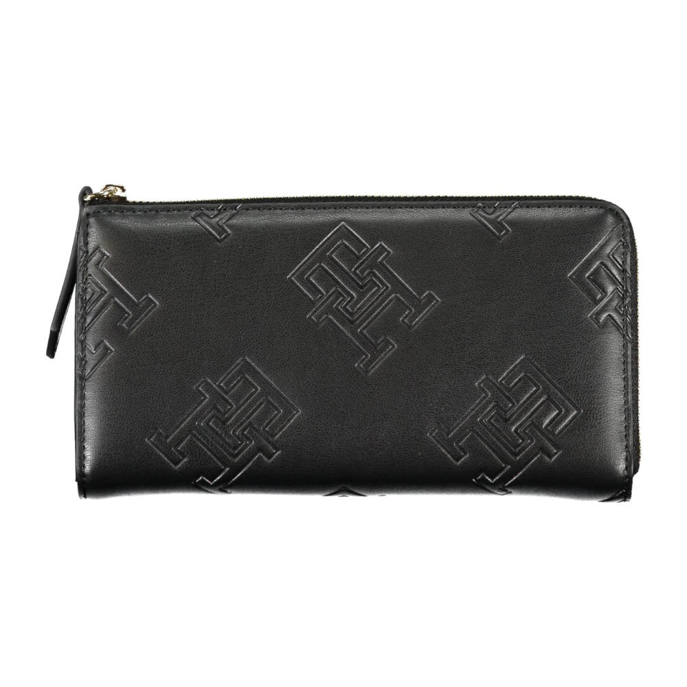 Tommy Hilfiger Damesportemonnee Zwart Contrast Rits Sluiting Black Dames