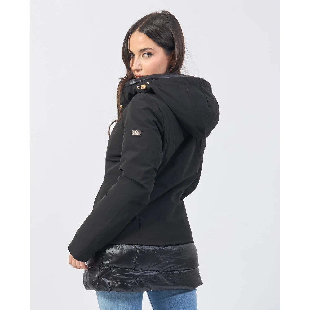 YES ZEE Zwarte Gewatteerde Hoodiejas Black Dames