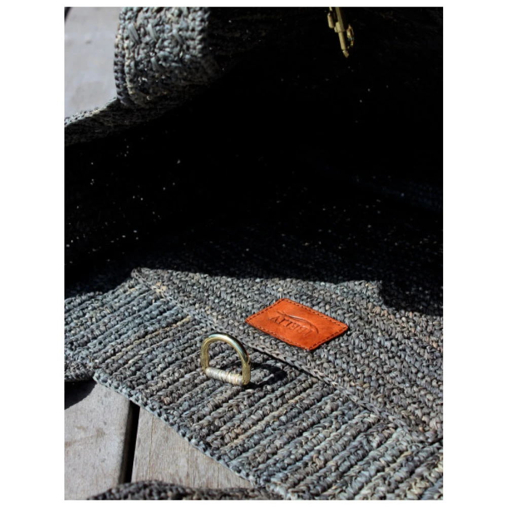 Ibeliv Fitia Geborduurde Raffia Tote Tas Gray Dames