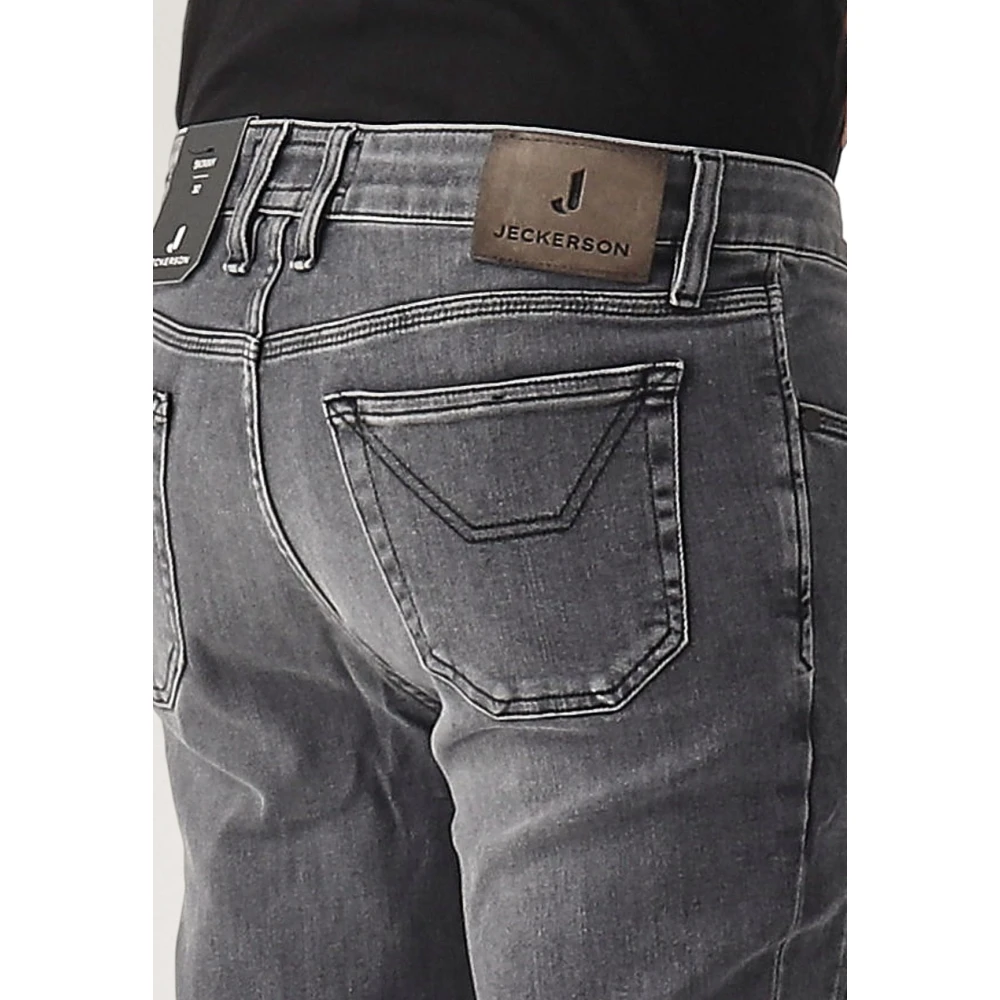 Jeckerson Slim Fit Denim Jeans met Patches Gray Heren