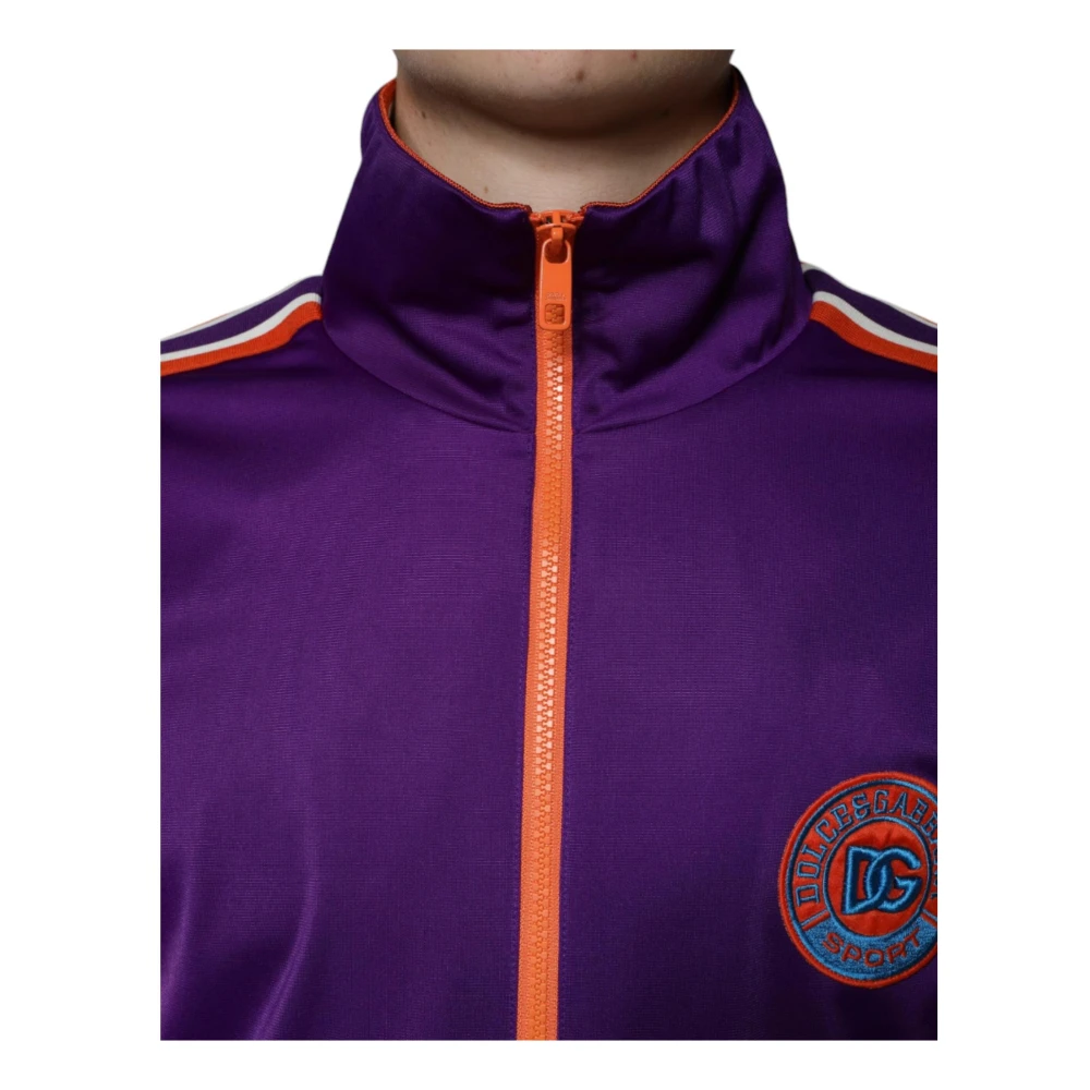 Dolce & Gabbana Paarse Sweater met Volledige Rits en Logo Purple Heren