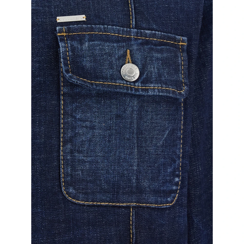 Dsquared2 Blauwe Denim Jack met Klassieke Kraag Blue Heren